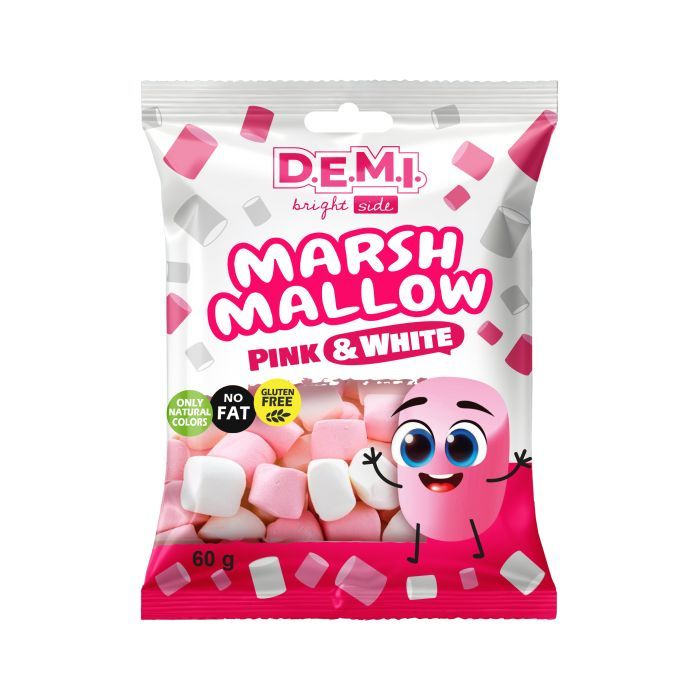 Маршмеллоу Demi Рожевий та білий 60 г (de.22323)