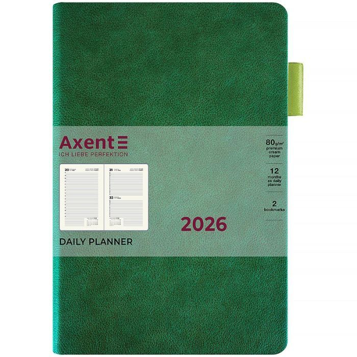 Еженедельник Axent датированный 2026 Partner Soft Muse, 145х210, зеленый (8827-26-2-A) изображение 2 Еженедельник Axent датированный 2026 Partner Soft Muse, 145х210, зеленый (8827-26-2-A) изображение 2