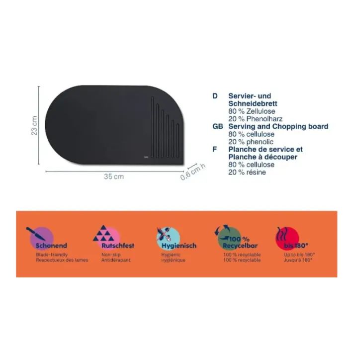 Дошка для подачі Kela Nobel 42 х 24 см чорна (12866) зображення 3