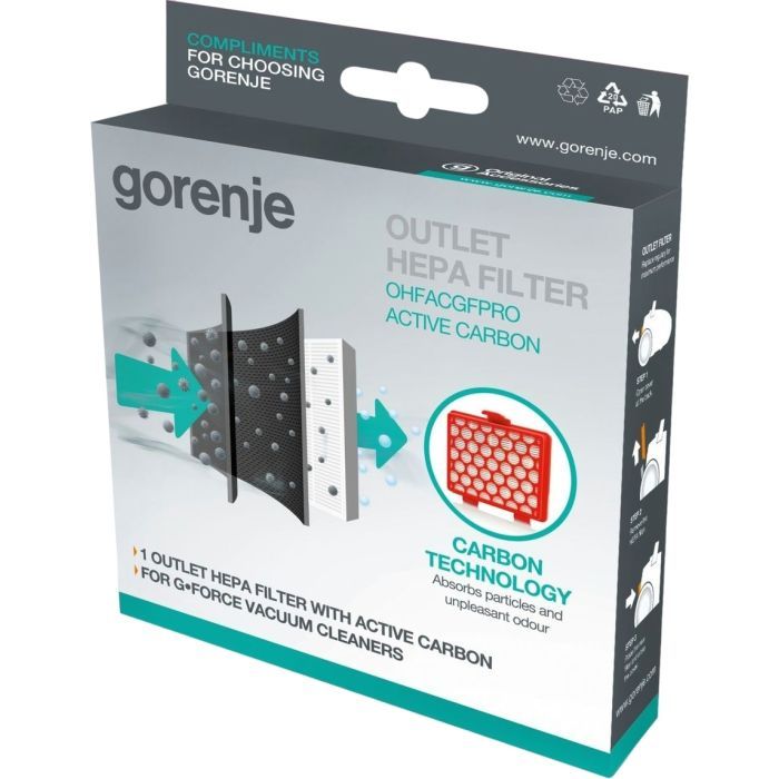 Фільтр до пилососу Gorenje HEPA-фільтр з активним вугіллям (OHFACGFPRO) зображення 4