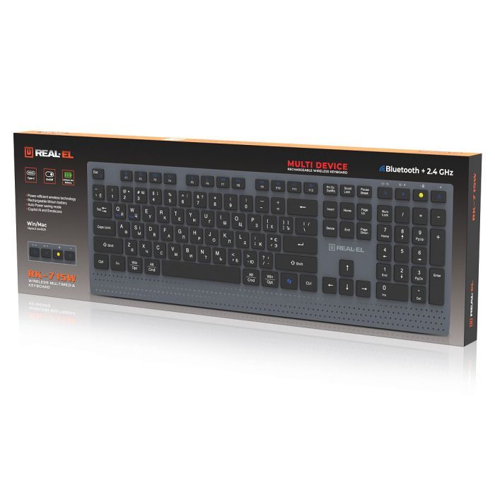 Клавіатура REAL-EL RK-715W Wireless/Bluetooth Black/Gray (EL123100051) зображення 8