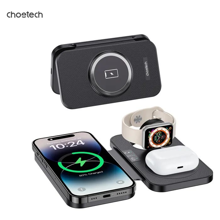 Зарядний пристрій Choetech Wireless magnetic 3-in-1 15W black (T616-F) зображення 2 Зарядний пристрій Choetech Wireless magnetic 3-in-1 15W black (T616-F) зображення 2