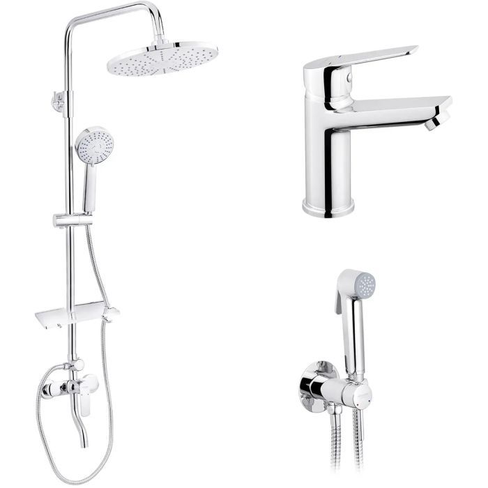 Душовий гарнітур Kroner Armada-C064K + змішувач Hagen-C010 + змішувач Bidet-C082 (CVS30203)