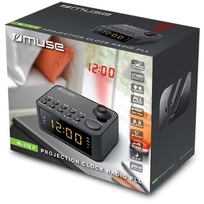 Настільний годинник Muse Радіо-годинник з проекцією чорний (M-178 P) зображення 5