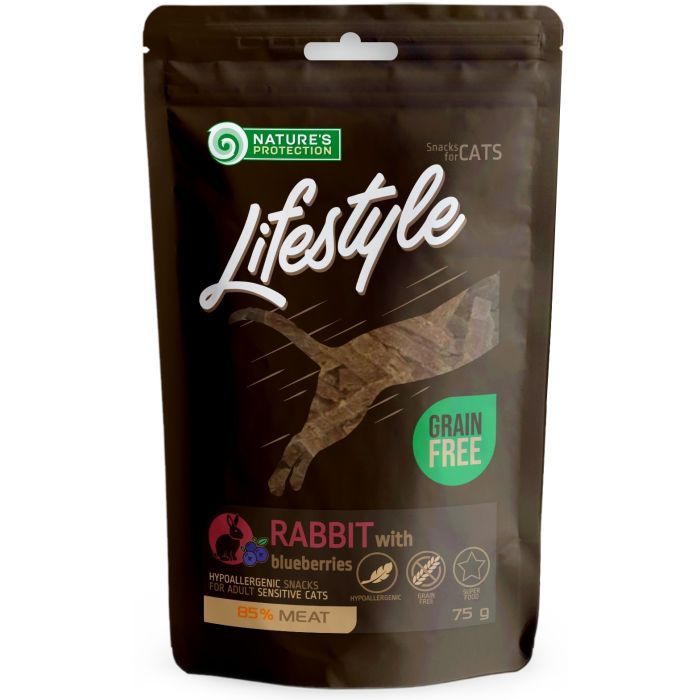 Лакомство для котов Nature's Protection Lifestyle Rabbit with blueberries 75 г (SNK46148)