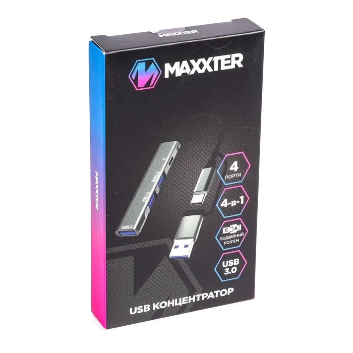 Концентратор Maxxter USB-C + USB-A to 1xUSB 3.0 + 2xUSB 2.0 + 1xUSB-C (HU3C-4P1CN-01) зображення 5