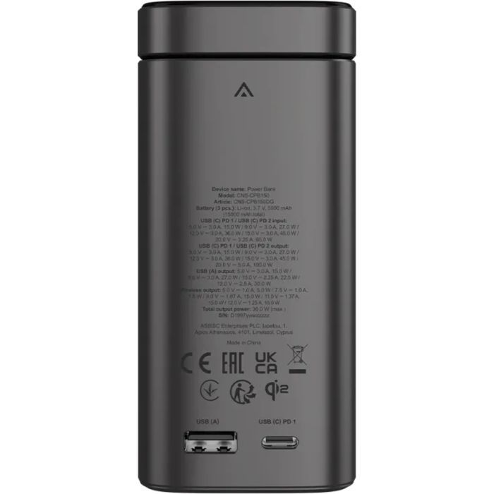 Батарея універсальна Canyon 15000mAh OnPower 150 Qi2 magnetic Grey (CNS-CPB150DG) зображення 3