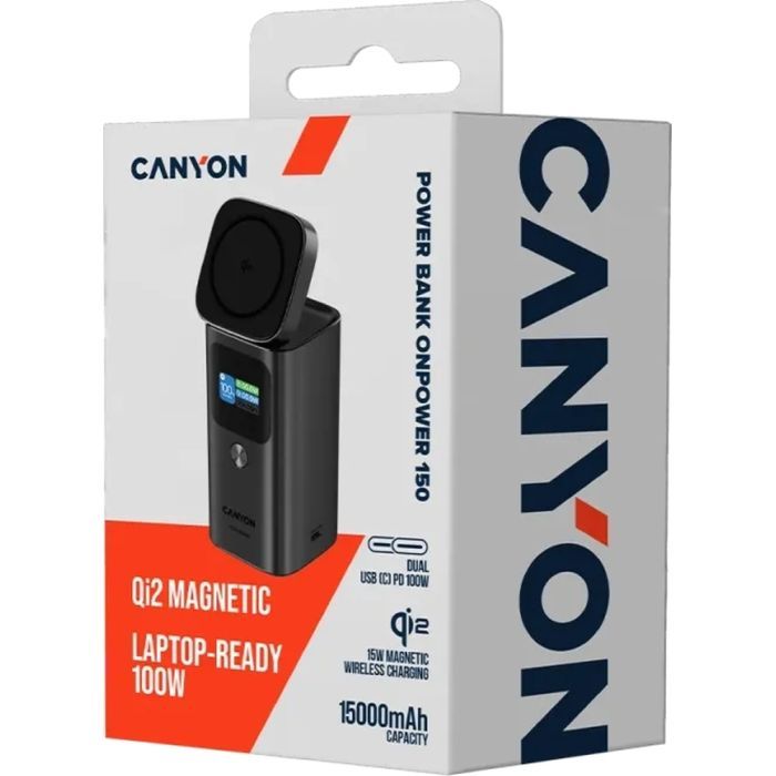 Батарея універсальна Canyon 15000mAh OnPower 150 Qi2 magnetic Grey (CNS-CPB150DG) зображення 8