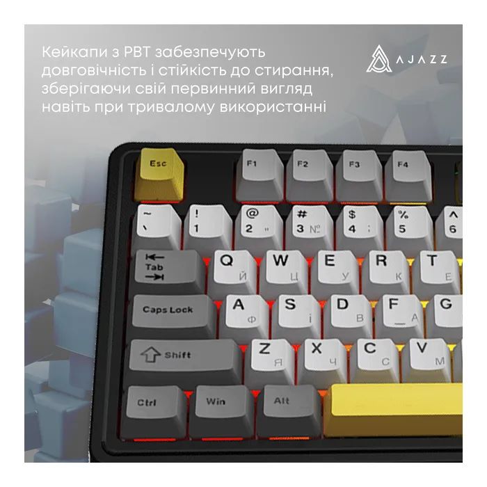 Клавиатура Ajazz AK980 V2 Maillard Switch Wireless/Bluetooth/USB UA Black/Grey/Yellow (AK980-V2-M-BGY) изображение 8