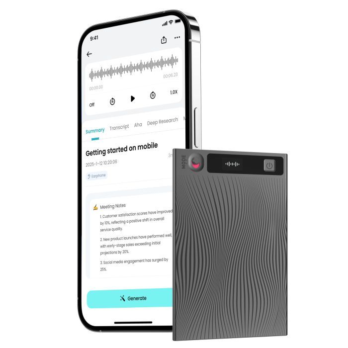 Цифровой диктофон Mobvoi TicNote with IA Shadow 64GB Black (NE-79) изображение 2