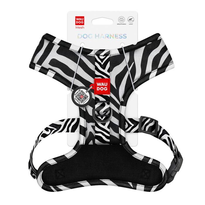 Шлея для собак WAUDOG Mesh дихаюча з QR адресником "Зебра" S (233-0055) зображення 3