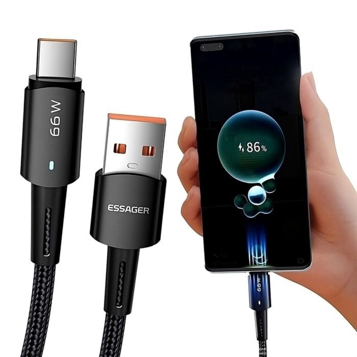 Дата кабель USB 2.0 AM to USB-C 0.5m 6A Essager (EXCT-CGB01) зображення 3