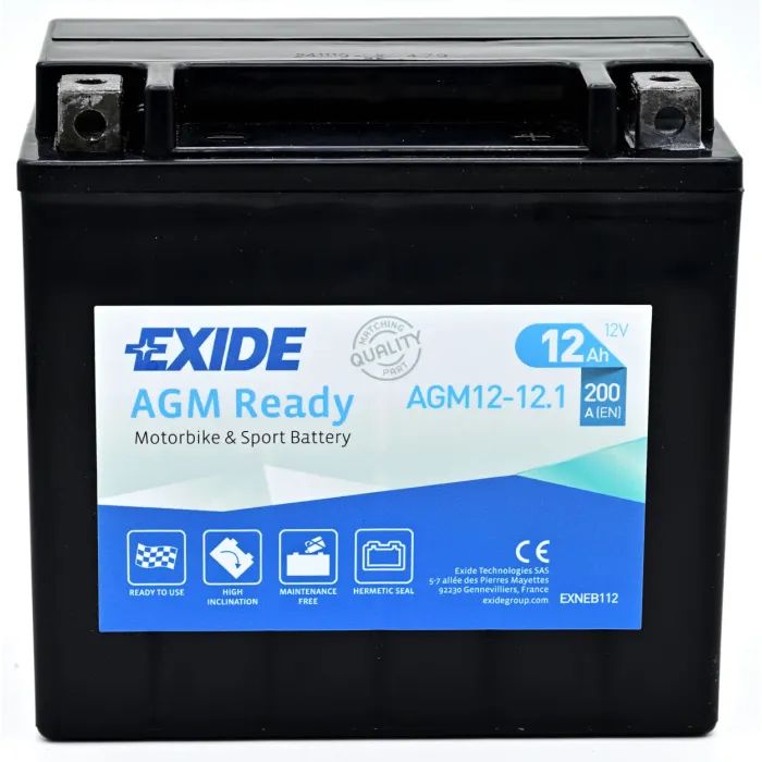 Аккумулятор автомобильный EXIDE Мото Ready AGM 12Ah (+/-) (200EN) (AGM12-12.1)