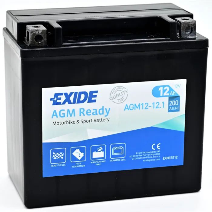 Аккумулятор автомобильный EXIDE Мото Ready AGM 12Ah (+/-) (200EN) (AGM12-12.1) изображение 2