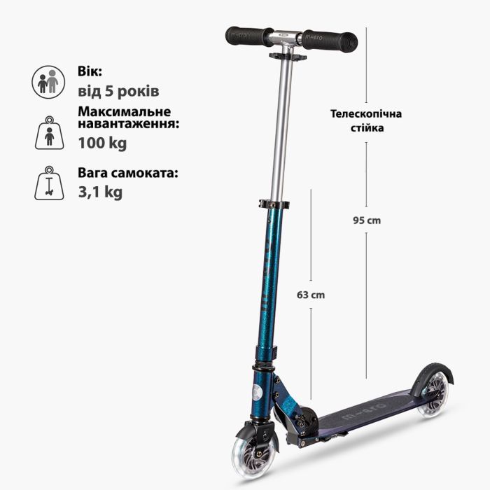 Самокат Micro Sprite LED Неохром (SA0237) зображення 7