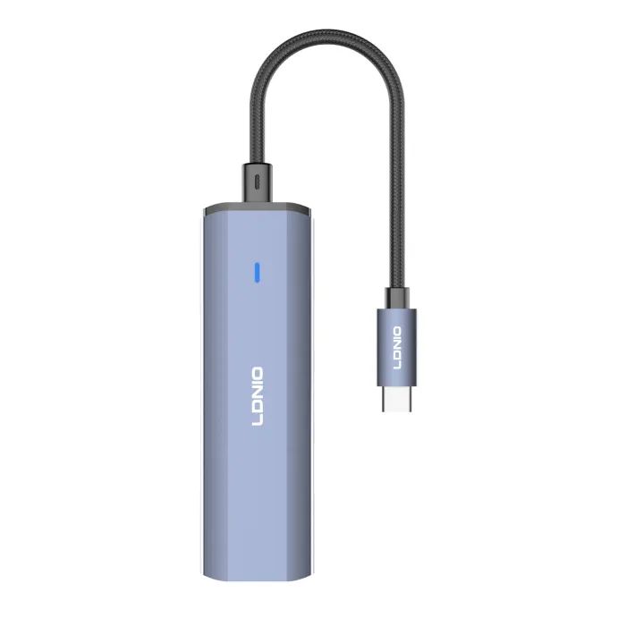 Концентратор LDNIO USB-C 4-in-1 3xUSB 3.0 + 1xRJ45 (DS-124C) изображение 2