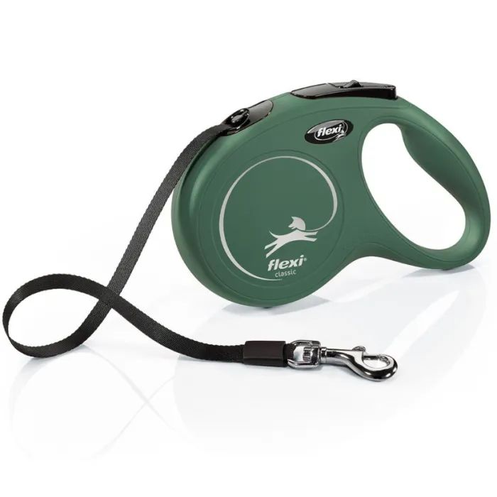 Поводок для собак Flexi New Classic лента М 5 м/25 кг оливковый (4000498032244)