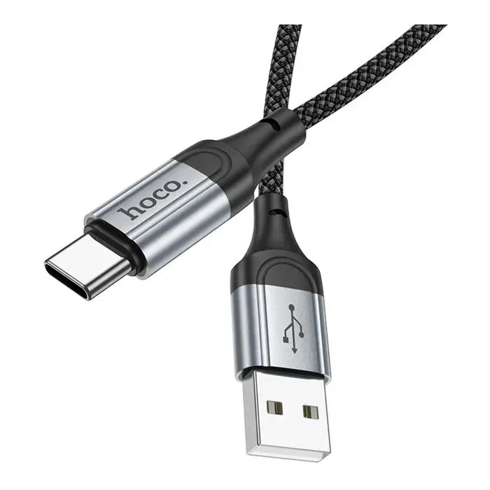 Дата кабель USB 2.0 AM to USB-C 1.0m 3A nylon X102 black HOCO (6942007608770) изображение 3