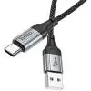 Дата кабель USB 2.0 AM to USB-C 1.0m 3A nylon X102 black HOCO (6942007608770) изображение 3