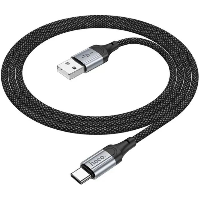 Дата кабель USB 2.0 AM to USB-C 1.0m 3A nylon X102 black HOCO (6942007608770) изображение 4