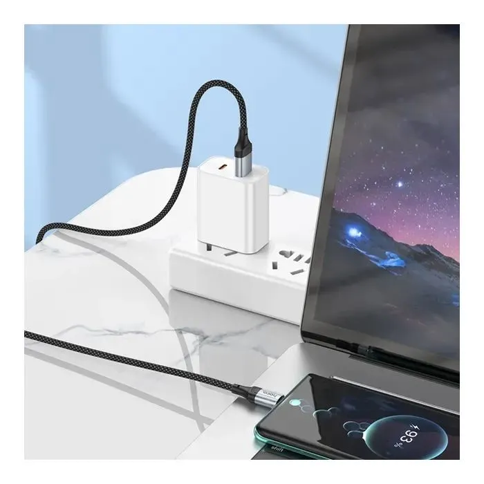 Дата кабель USB 2.0 AM to USB-C 1.0m 3A nylon X102 black HOCO (6942007608770) изображение 6