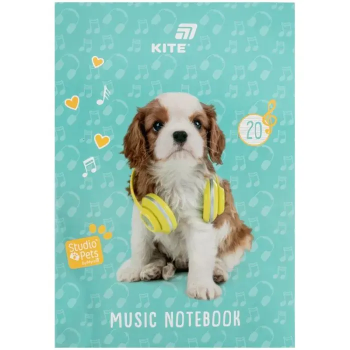 Тетрадь Kite для нот Studio Pets A4, 20 листов (SP26-404)
