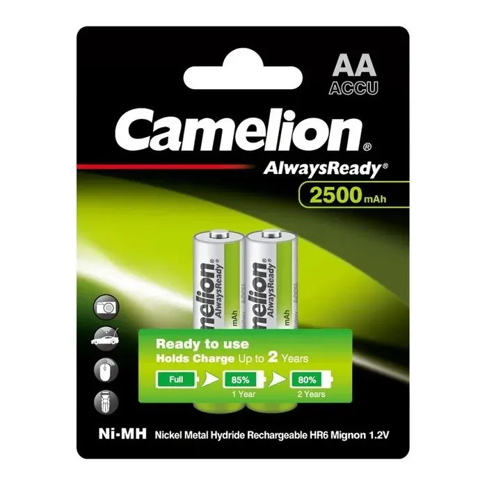 Аккумулятор Camelion AА 2500mAh Ni-MH Always Ready HR6 BP2 (NH-АA2500АRBP2)