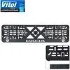 Рамка номерного знака Vitol з рельєфним написом DACIA (RN-VCH-15650-SR-DC)