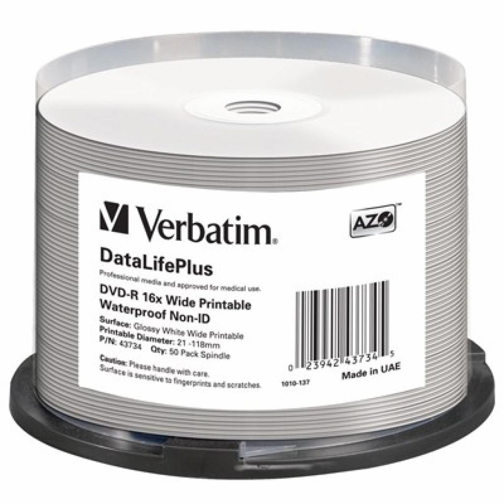 Диск DVD Verbatim 4.7Gb 16X CakeBox 50шт Print-W-Gl (43734)