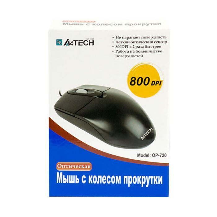Мишка A4Tech OP-720 Black-PS/2 зображення 3