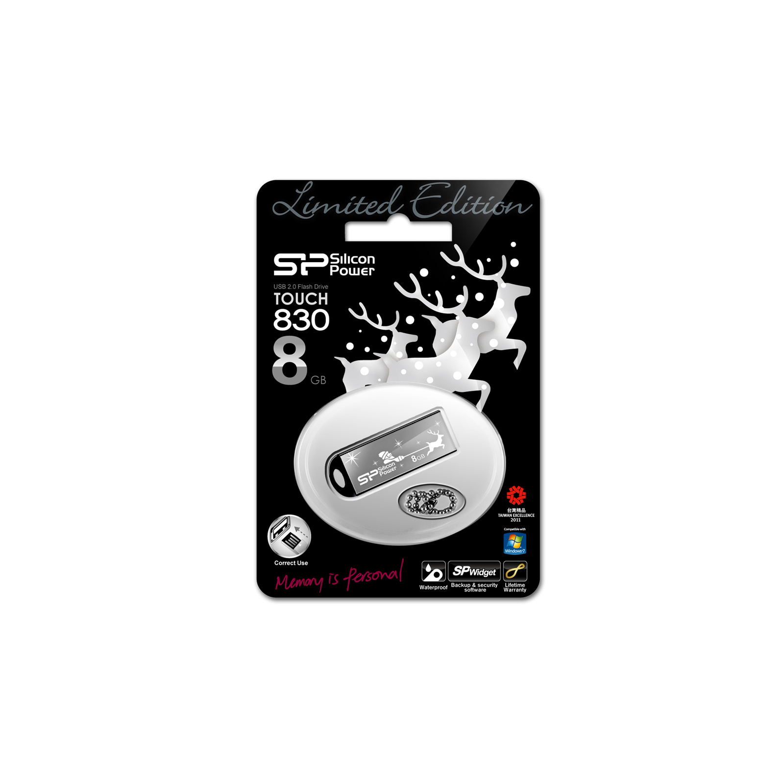 USB флеш накопичувач Silicon Power 8Gb Touch 830 black santa edition (SP008GBUF2830V1K-LE) зображення 3