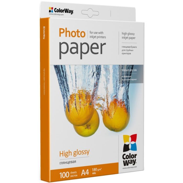 Фотобумага ColorWay A4 180г glossy 100л, картон-пак (PG180100A4) изображение 2