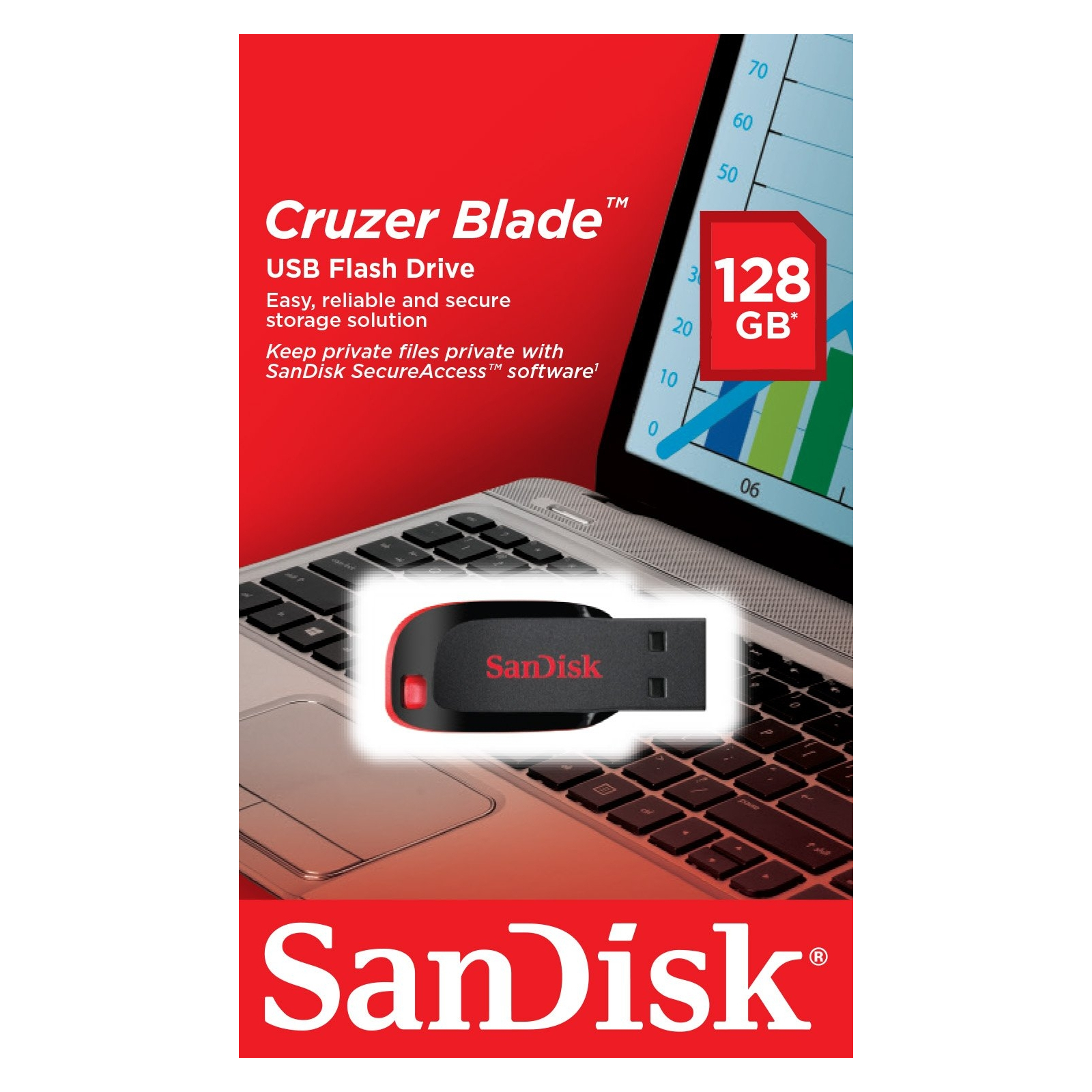 USB флеш накопитель SanDisk 128GB Cruzer Blade USB 2.0 (SDCZ50-128G-B35) изображение 8