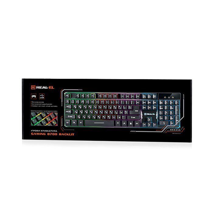 Клавиатура REAL-EL 8700 Gaming Backlit, black изображение 3