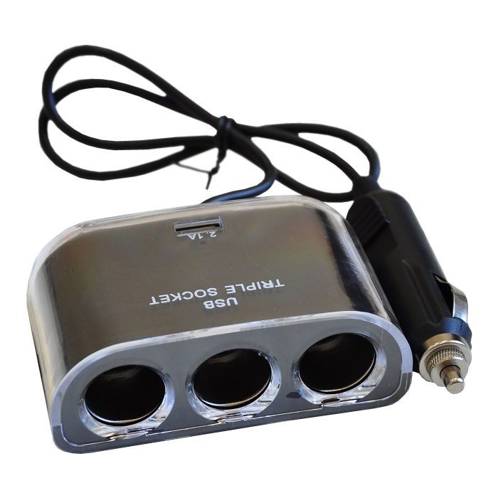 Зарядний пристрій Atcom ES-09 (HUB 3*DC12 + 1*USB, 2.1A) (13151)