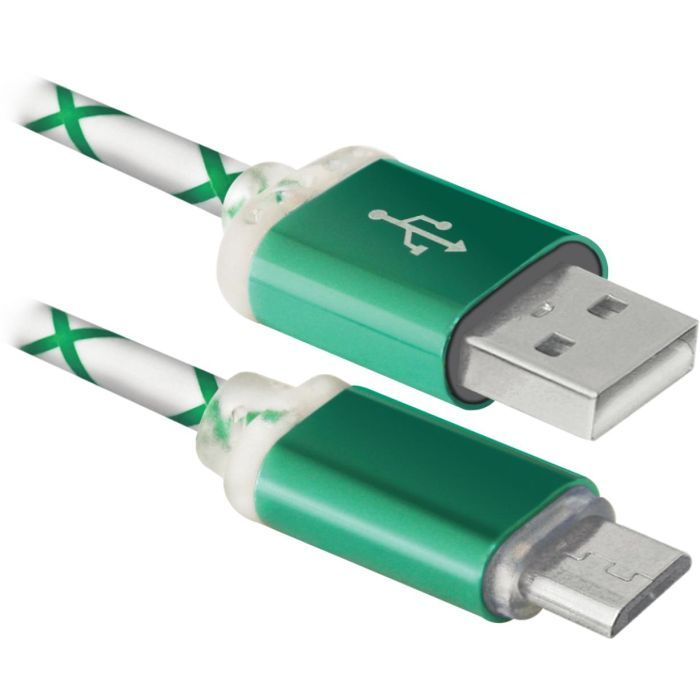 Дата кабель USB08-03LT USB - Micro USB, RedLED backlight, 1m Defender (87556)