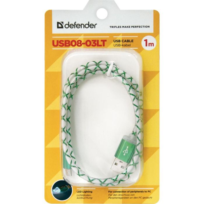 Дата кабель USB08-03LT USB - Micro USB, RedLED backlight, 1m Defender (87556) изображение 3