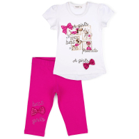 Футболка детская Breeze и капри с собачками и бантиками (10244-116G-pink)