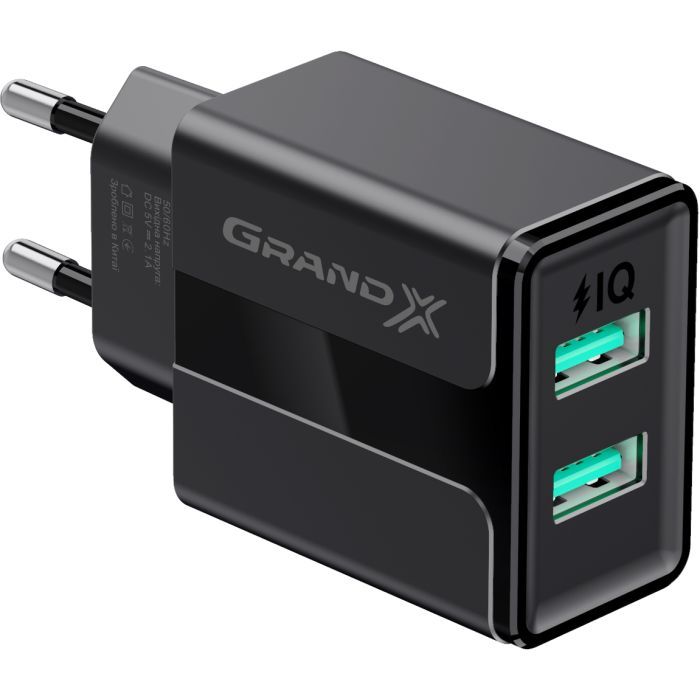 Зарядное устройство Grand-X 5V 2,1A Black + cable USB-Lightning (CH15LTB) изображение 2