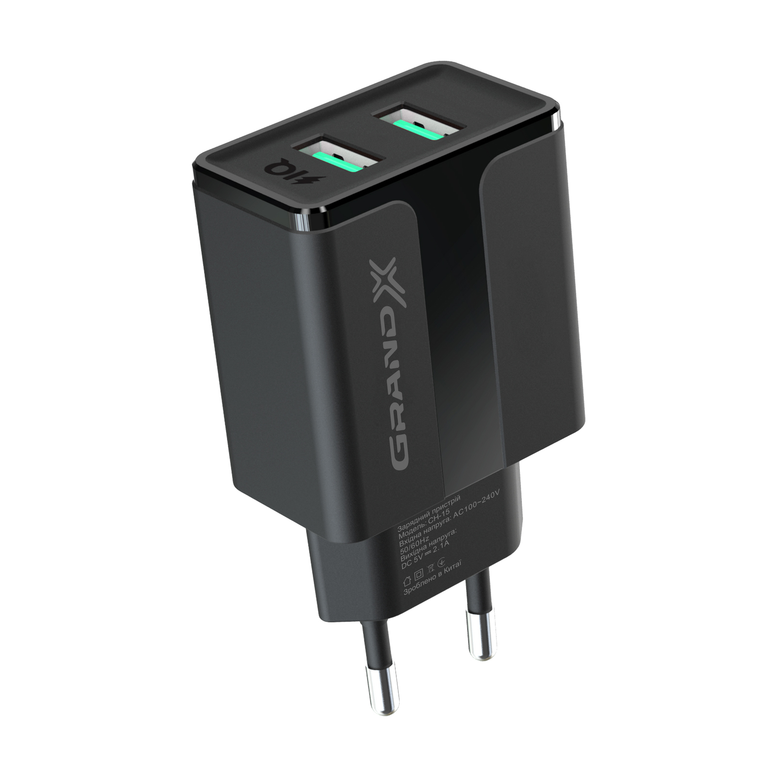 Зарядний пристрій Grand-X 5V 2,1A Black + cable USB-Lightning (CH15LTB) зображення 3