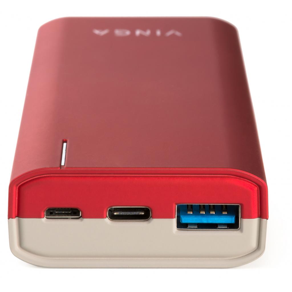 Батарея універсальна Vinga 10000 mAh soft touch red (BTPB3810QCROR) зображення 3