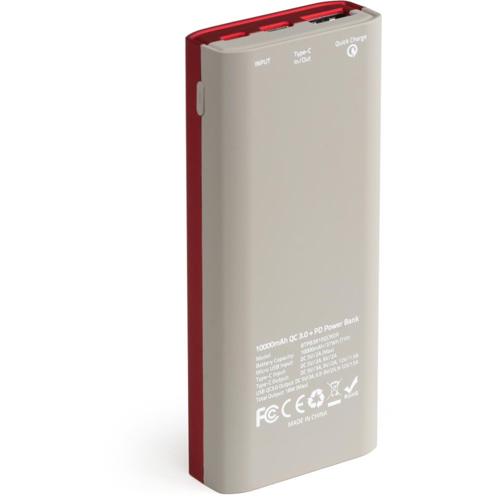 Батарея универсальная Vinga 10000 mAh soft touch red (BTPB3810QCROR) изображение 5