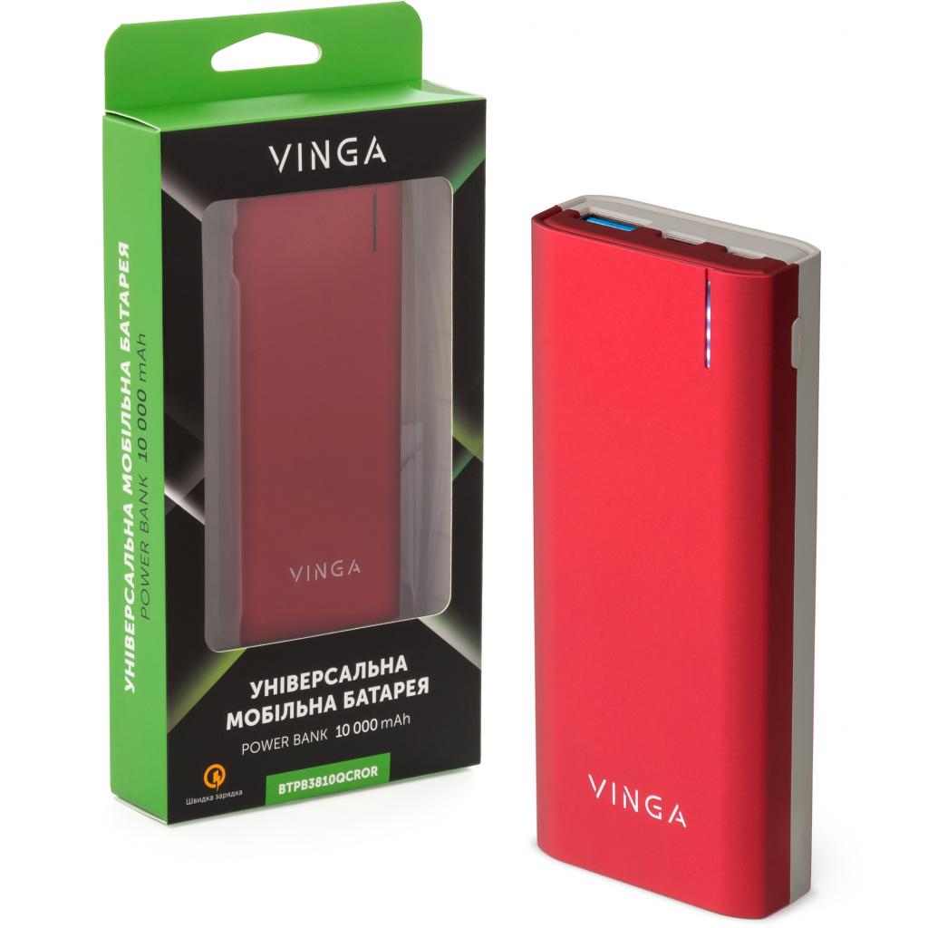 Батарея універсальна Vinga 10000 mAh soft touch red (BTPB3810QCROR) зображення 6