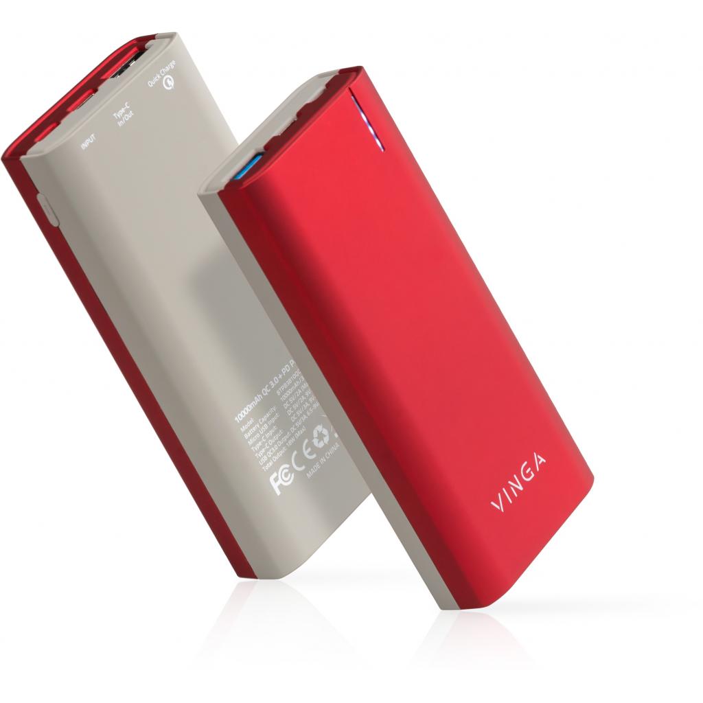 Батарея універсальна Vinga 10000 mAh soft touch red (BTPB3810QCROR) зображення 8
