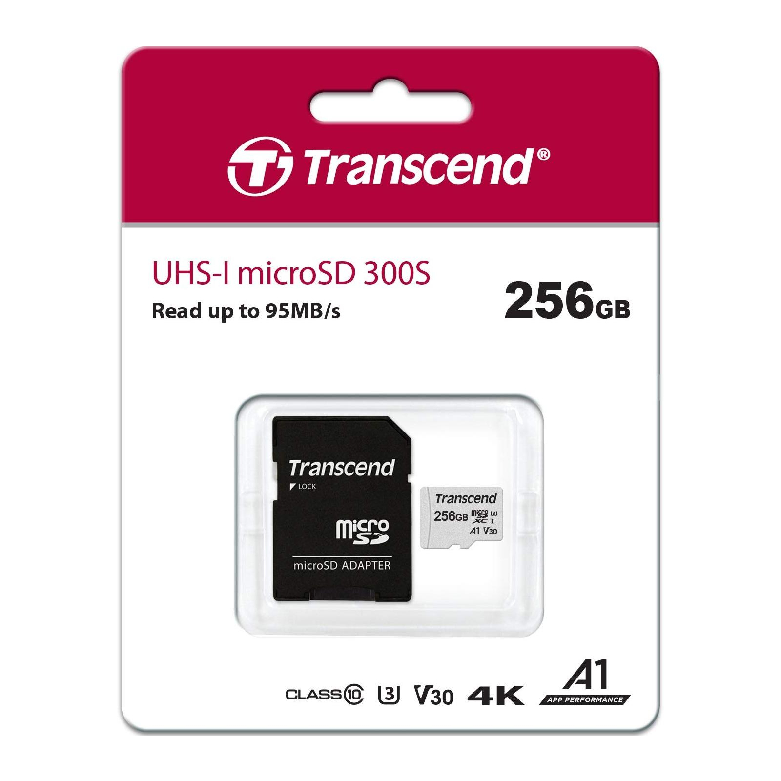 Карта памяти Transcend 256GB microSDXC class 10 UHS-I (TS256GUSD300S-A) изображение 3