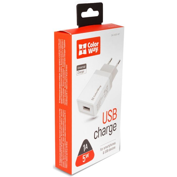 Зарядное устройство ColorWay 1USB 1A (CW-CHS011-WT) изображение 3