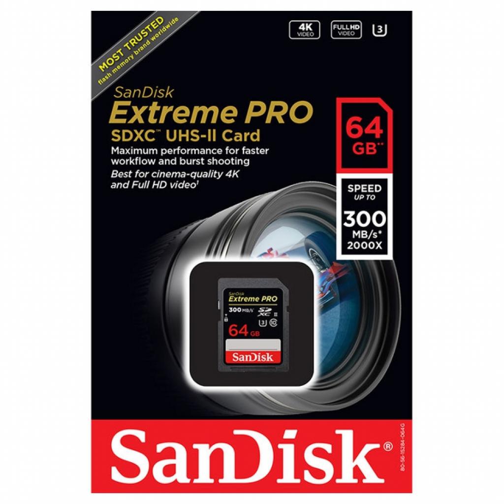 Карта пам'яті SanDisk 64GB SDXC Extreme Pro UHS-II (SDSDXDK-064G-GN4IN) зображення 3