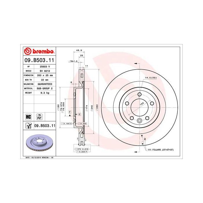 Тормозной диск Brembo 09.B503.11