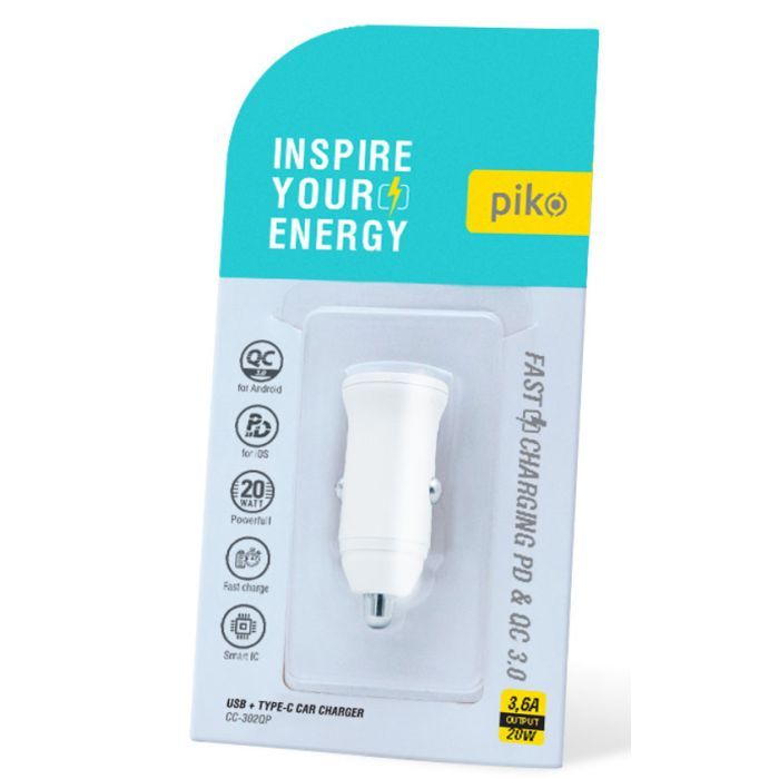 Зарядное устройство Piko CC-302QP 2USB A+C/20W (1283126509896) изображение 2