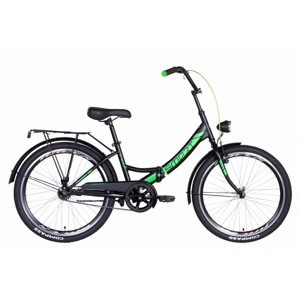 Велосипед Formula 24" SMART Vbr рама-15" 2021 багажник+фонарь Black/Green (OPS-FR-24-249)